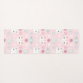 Wat is Cool, Kitty Cat in Roze en Mint Yogamat (Achterkant (horizontaal))