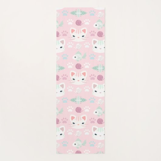 Wat is Cool, Kitty Cat in Roze en Mint Yogamat (Achterkant)