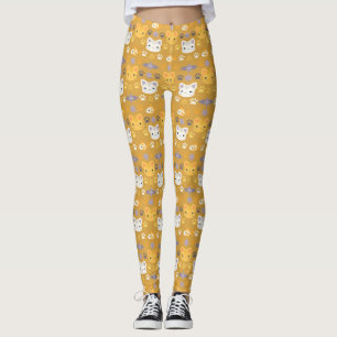 Wat is Cool, Kitty Kat in Geel en Lavendel Leggings