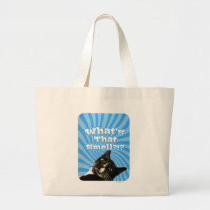 Wat is dat geur grappige Tuxedo kat motto Grote Tote Bag