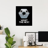 Wat is de hex Funny Hexagon-vorm, donker BG Poster (Thuiskantoor)