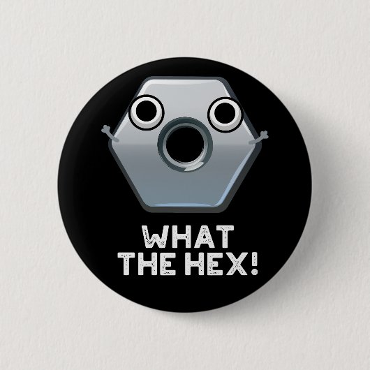 Wat is de hex Funny Hexagon-vorm, donker BG Ronde Button 5,7 Cm (Voorkant)