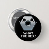 Wat is de hex Funny Hexagon-vorm, donker BG Ronde Button 5,7 Cm (Voorkant /achterkant)