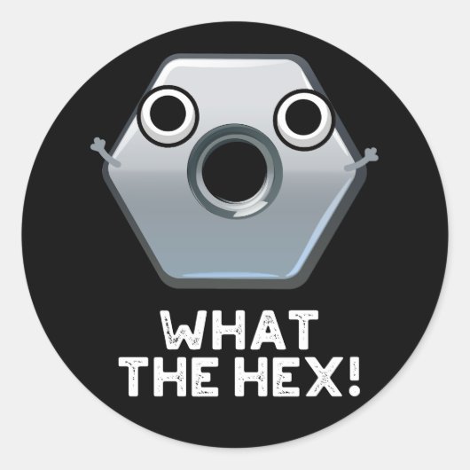 Wat is de hex Funny Hexagon-vorm, donker BG Ronde Sticker (Voorkant)