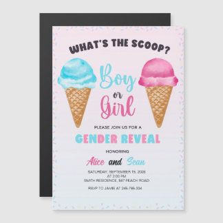 Wat is de Scoop Celebration-Sweet Gender Reveal! Magnetische Uitnodiging