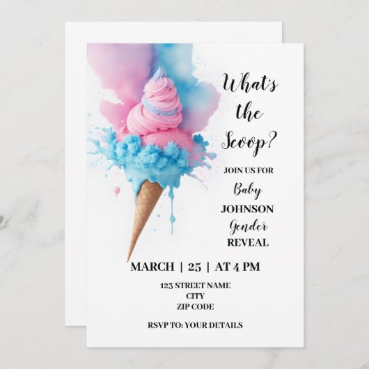 Wat is de scoop thema geslacht onthulling kaart (Voorkant / Achterkant)