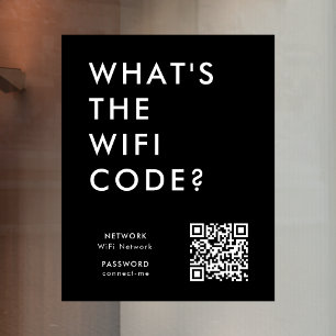 Wat is de WiFi-code? Wifi Network QR Code Black Raamsticker