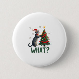 Wat is die grappige kat die kerstboom omver duwt K Ronde Button 5,7 Cm