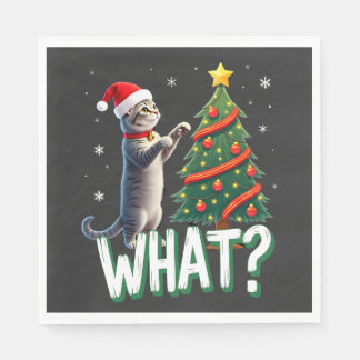 Wat is die grappige kat die Kerstboom omver duwt K Servet