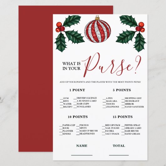 Wat is er in je Purse Winter Bridal Game? (Voorkant / Achterkant)