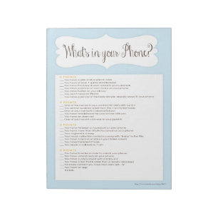 Wat is er in jouw Baby shower Game Notitieblok Blu
