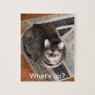 Wat is er, Schattigee kat op geometrisch tapijt, p Legpuzzel