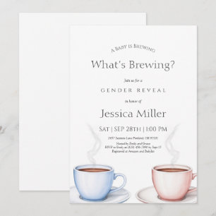 Wat is het brouwen van Tea Cup Gender Reveal Invit Bedankkaart