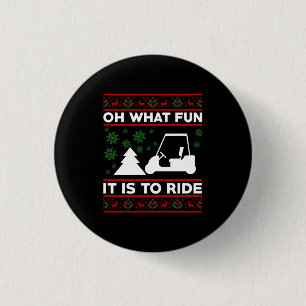 Wat Is Het Een Pret Om Golfkarretje Kerstmis Te Ri Ronde Button 3,2 Cm