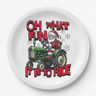 Wat is het leuk om Kerstmis boeren te rijden Papieren Bordje