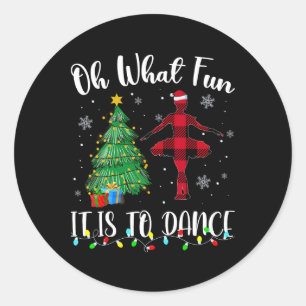 Wat is het leuk om te dansen met kerstdansen ronde sticker