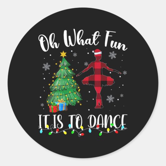 Wat is het leuk om te dansen met kerstdansen ronde sticker (Voorkant)