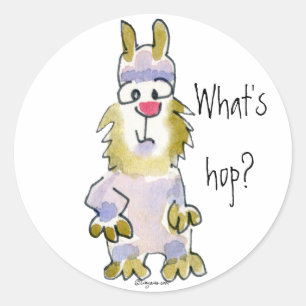 Wat is hop? Cartoon Rabbit Sticker