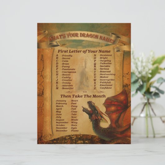 Wat is je draknaam printbaar (Staand voorkant)