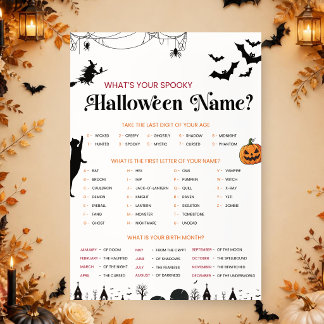 Wat is je enge Halloween-naam? | HalloweenSpel Kaart