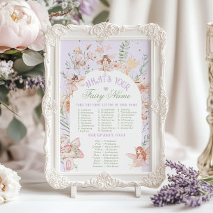 Wat is je feeënnaam Whimsical verjaardagsspel Poster