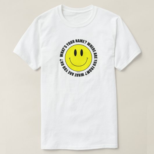 Wat is Jouw naam?.. Smilie T-Shirt SUBTLE EDITION (Design voorkant)