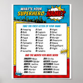 Wat is jouw superheld Name Party game Poster? Poster (Voorkant)