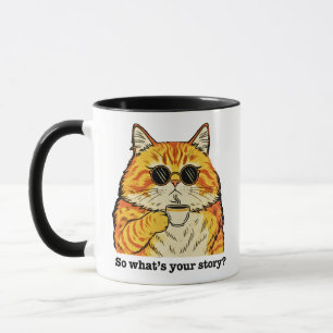 Wat is jouw verhaal T-shirt, Sarcastic Cat Mok