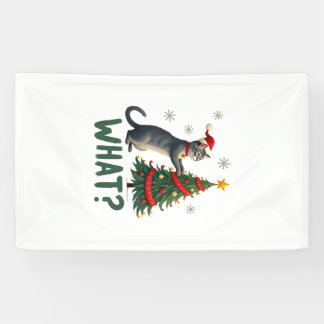 Wat is Leuk Kat die Kerstboom Omverduwt Kat Xma Spandoek