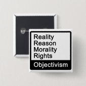 Wat is objectivisme? Knoop Vierkante Button 5,1 Cm (Voorkant /achterkant)