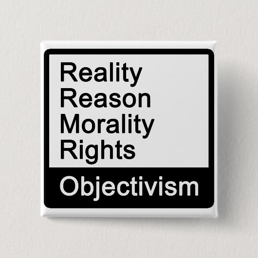 Wat is objectivisme? Knoop Vierkante Button 5,1 Cm (Voorkant)