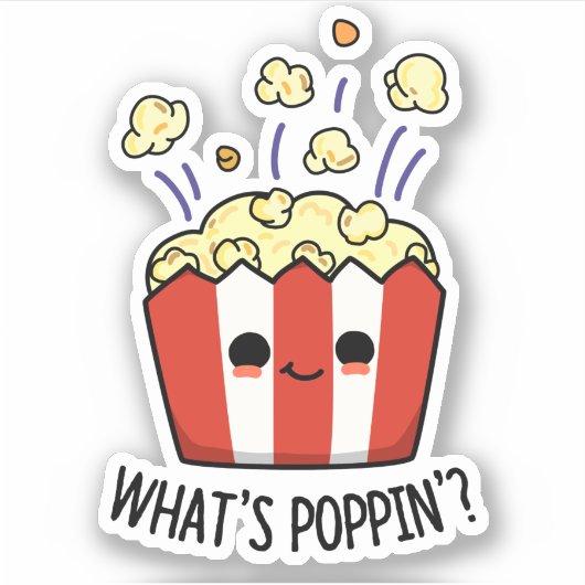 Wat is Poppin Funny Popcorn Pun Sticker (Voorkant)