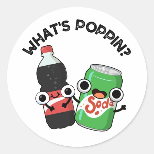 Wat is Poppin Funny Soda Pop Pun? Ronde Sticker (Voorkant)