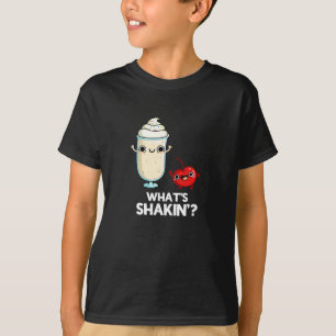 Wat is Shakin Funny Cherry Milkshake Pun Dark BG T-shirt