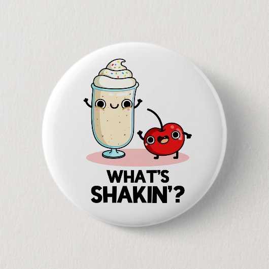 Wat is Shakin Funny Cherry Milkshake Pun Ronde Button 5,7 Cm (Voorkant)