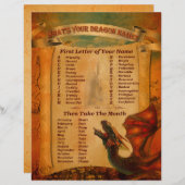 Wat is uw afdrukbare naam voor draak (Voorkant / Achterkant)