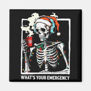 Wat is uw noodgeval 911 Dispatcher Skelet Kerstmis Magneet