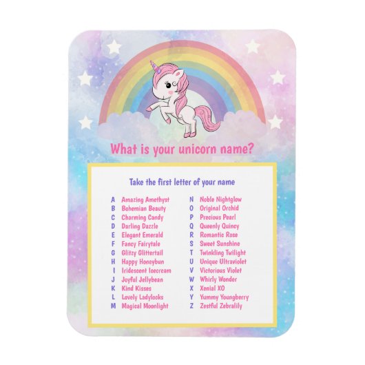 Wat is uw Unicorn Name Game Magneet (Verticaal)