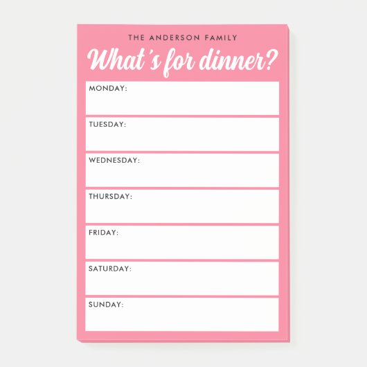 Wat is voor diner roze weekplanner post-it® notes (Voorkant)