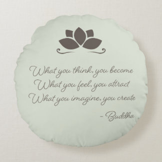 Wat je denkt, je wordt boeddha ronde piloot rond kussen