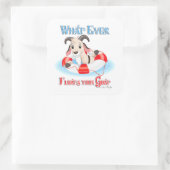 Wat je geit ook drijft vierkante sticker (Tas)