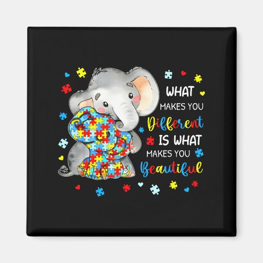 Wat Jou Anders Maakt Mooie Olifant Autisme Magneet (Voorkant)