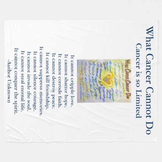 Wat kanker niet kan doen, aangepaste engels chemo fleece deken (Voorkant (Horizontaal))