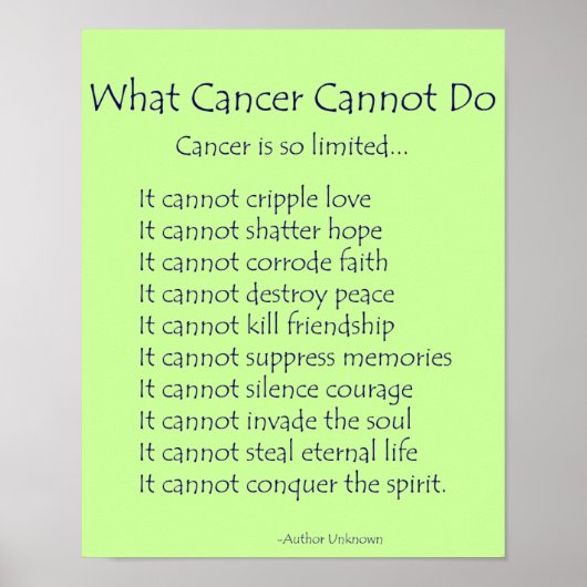 Wat kanker niet kan doen Poster afdrukken (Voorkant)