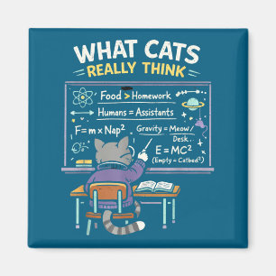Wat katten echt denken Natuurkunde Grafische Kunst Magneet