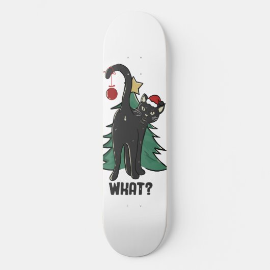 Wat? Kerstmis Black Cat vakantie ontwerp Skateboard (Voorkant)