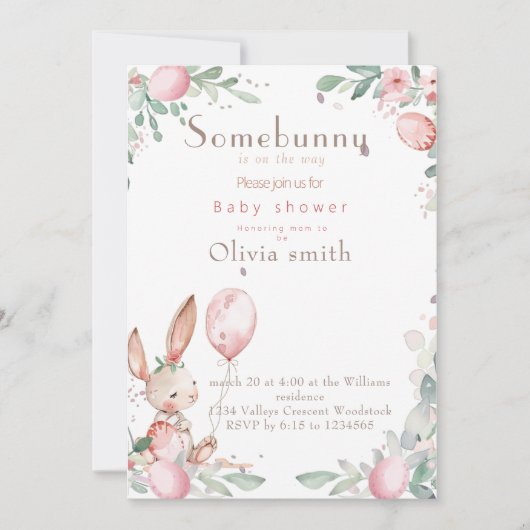 Wat konijntje baby shower kaart (Voorkant)