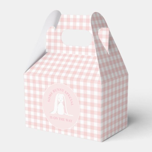Wat konijntje Baby shower roze gingham Bedankdoosjes (Voorkant Zijde)