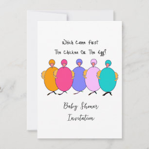 Wat kwam eerst: de kip of het ei BabyShower Kaart