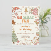 Wat leuk! Kerstkoekje 1e verjaardagsfeestje Kaart (Staand voorkant)